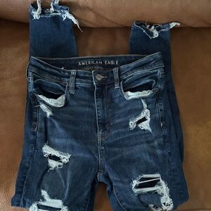 American Eagle Outfitters Ripped Dark Blue Skinny Jeans